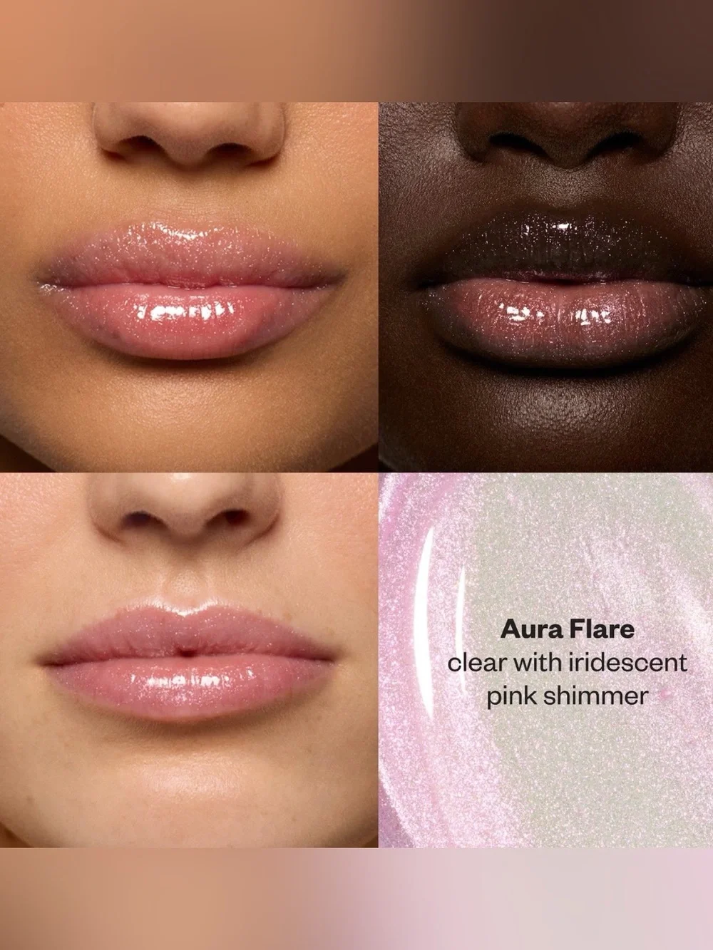 KOSAS Lip Pulse Glassy Lip Plumper Gloss Aura Flare clear with iridescent pink